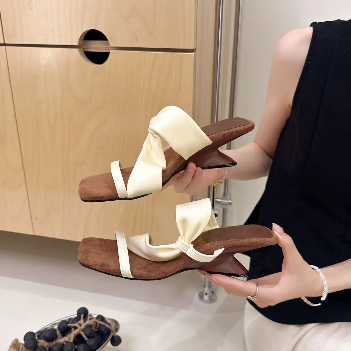 Women's Fashion Square Toe Wedge High Heels Sandals - Stylish Summer Flip Flops for Parties & Casual Wear showcase 4
