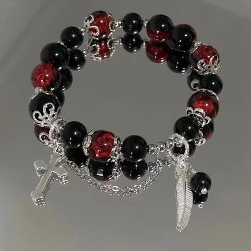 Fashion Feather Butterfly Beaded Bracelet for Women & Girls - Elegant Light Luxury Jewelry Gift, Handmade Glass Beads, Elastic 15cm thumbnail 6