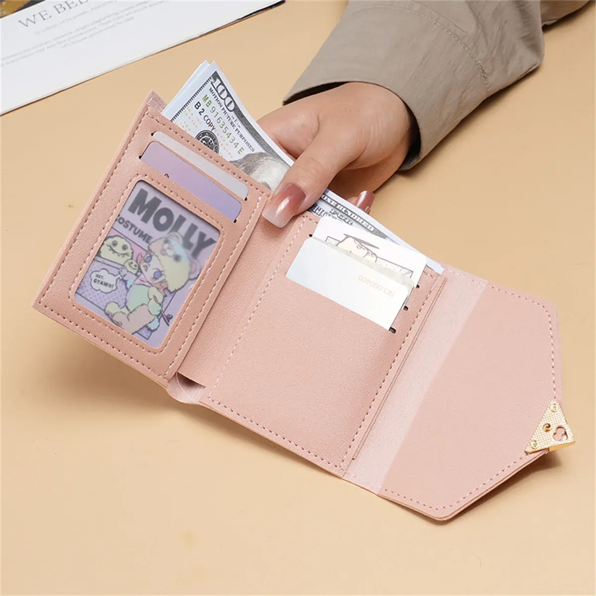 Cute Heart Buckle Mini Coin Purse for Women & Girls - Korean Style Small Wallet for Students, Ladies, and Everyday Use thumbnail 5