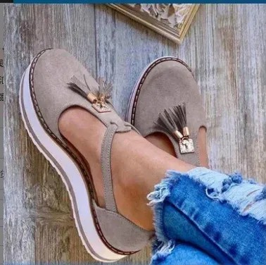 Summer Platform Roman Sandals for Women - Thick Bottom, Tassel Detail, Plus Size, PU Leather Slip-On Casual Shoes for Leisure thumbnail 4