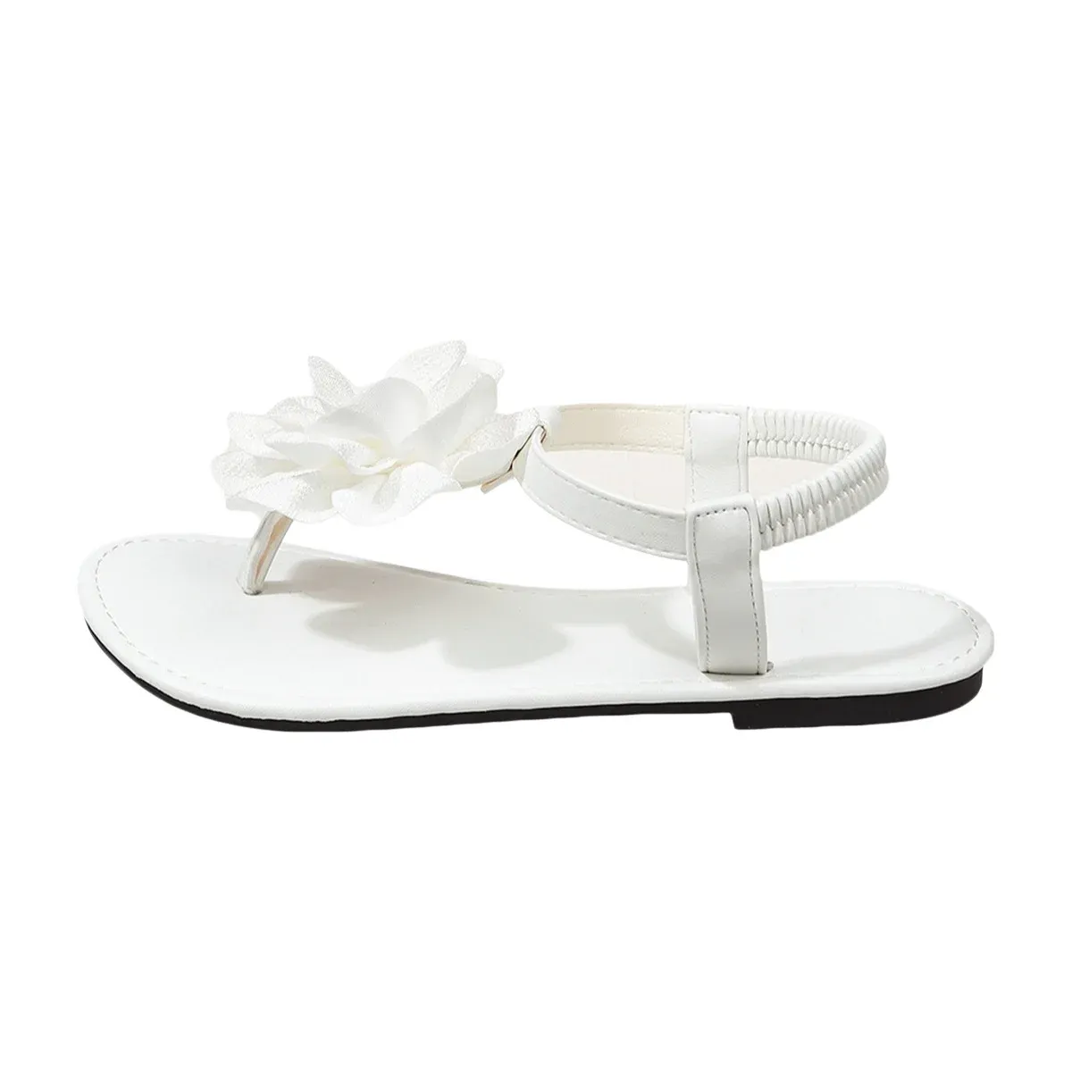 Women's Bohemian Flat Sandals with Floral Buckle - Large Size, Round Toe Slip-On Casual Beach Shoes for Summer thumbnail 6