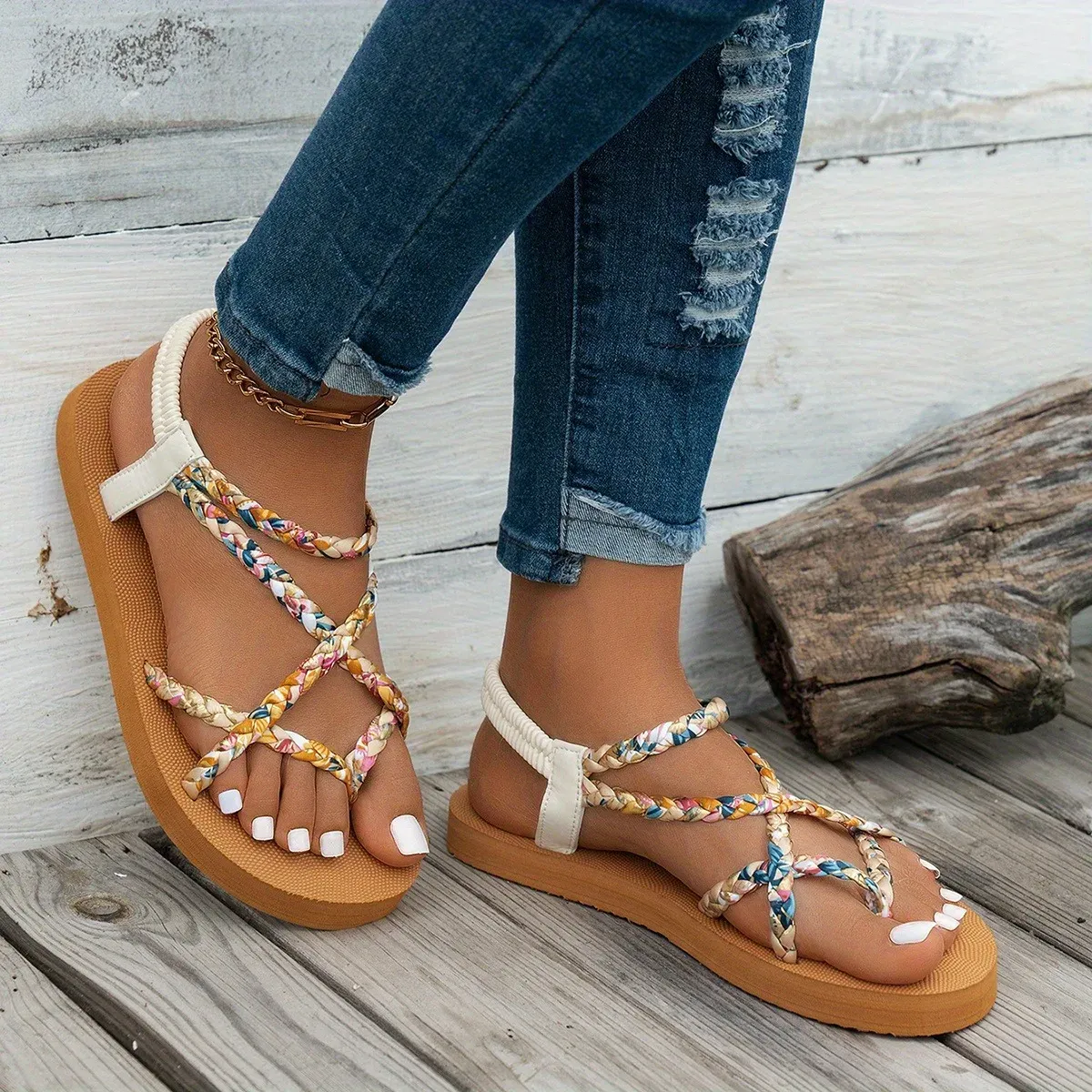 Women's Fashionable Lightweight Large Size Beach Sandals Summer New Round Head Comfortable Fish Mouth Casual Slides showcase 5