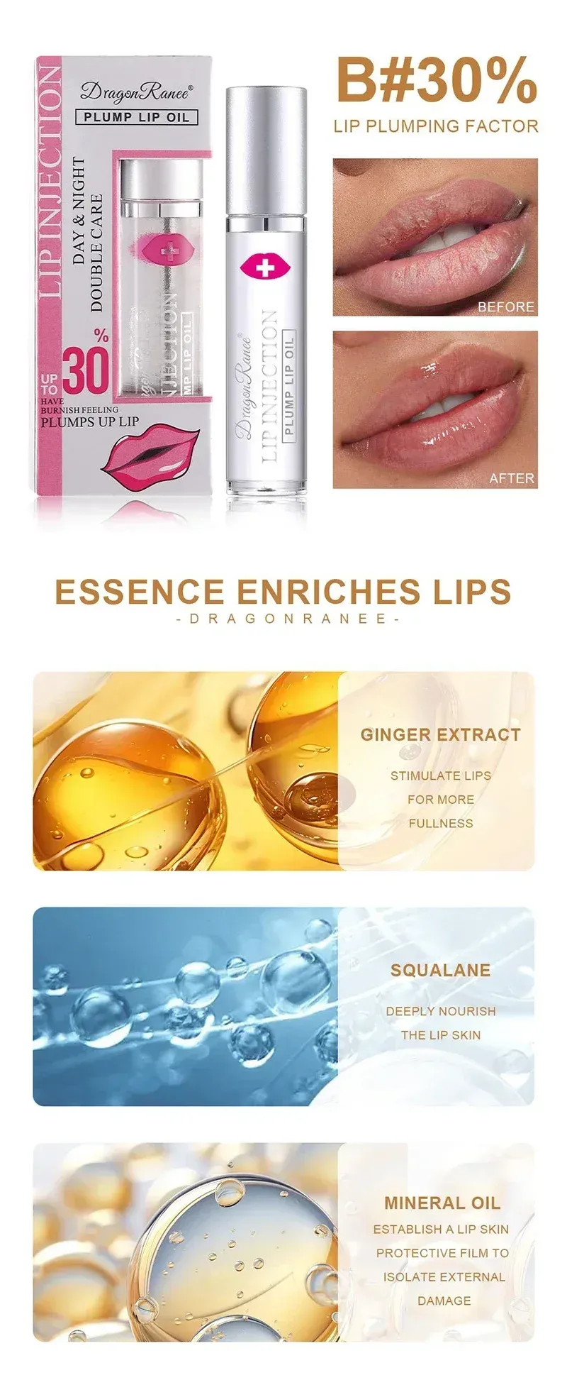 Instant Volumising Lip Plumper Oil Gloss Serum - Moisturizing Anti-Wrinkle & Dark Skin Remover for Fuller, Smoother Lips showcase 11