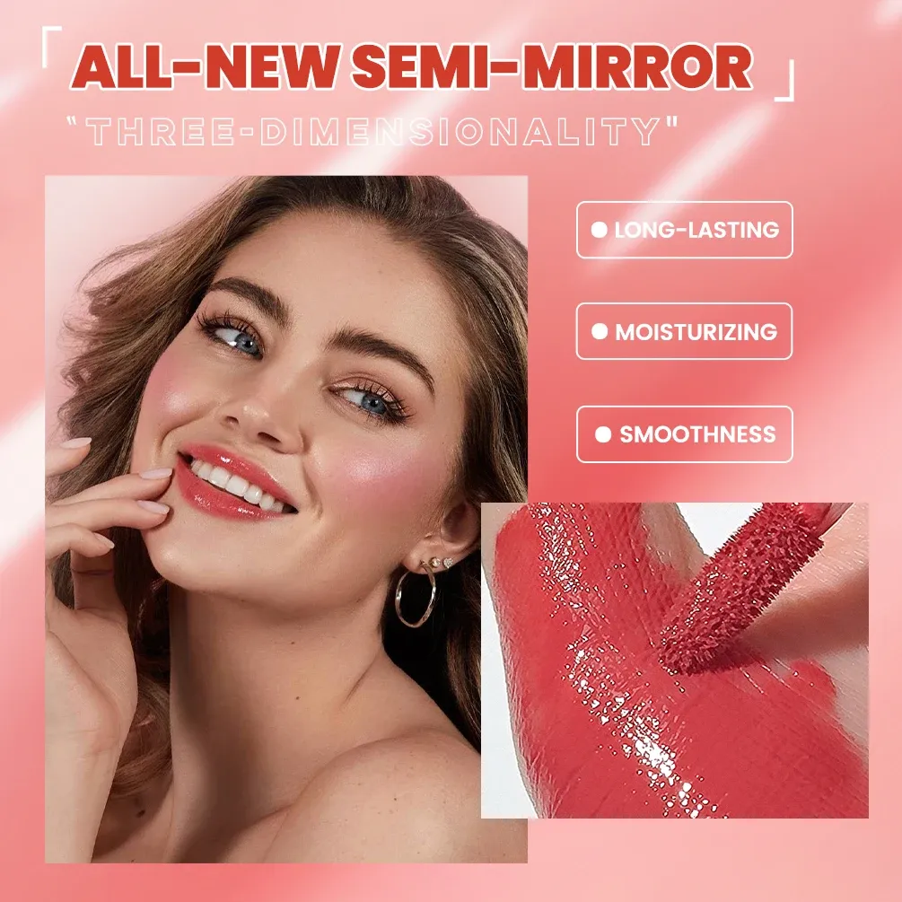 QIBEST 8 Colors Nude Watery Lip Gloss - Long-Lasting Liquid Lipstick, Sexy Red/Purple Lip Glaze, Non-Fading Tint for Women's Makeup thumbnail 3
