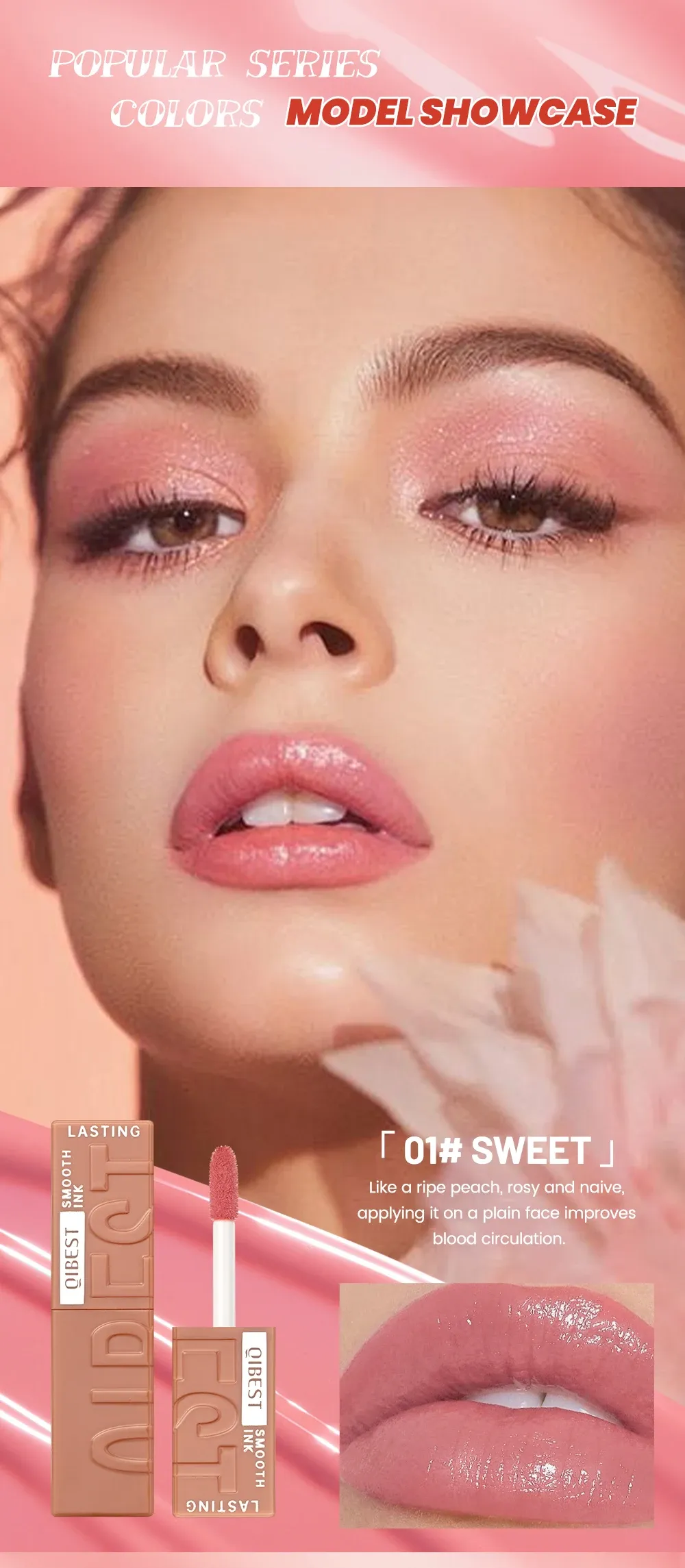 QIBEST 8 Colors Nude Watery Lip Gloss - Long-Lasting Liquid Lipstick, Sexy Red/Purple Lip Glaze, Non-Fading Tint for Women's Makeup showcase 9
