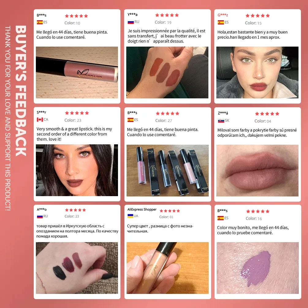 NICEFACE 25 Color Waterproof Matte Lip Gloss Set - Long-Lasting Liquid Lipstick, Non-Stick Cup, Rich Pigment, Professional Cosmetic Makeup for All Occasions thumbnail 6