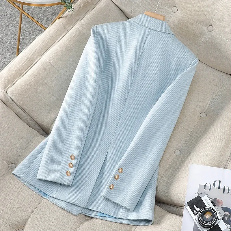 NAVIU High-End Women's Blazer Jacket - Spring/Autumn Office Business Suit, Long Sleeve Coat in Blue, Pink, or Apricot - Image 2