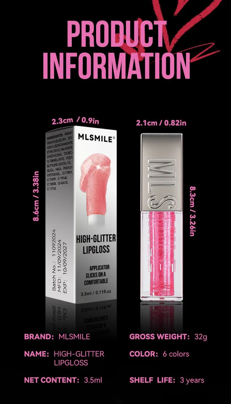 Sparkling Diamond Liquid Lip Gloss with Shimmer and Glitter, Big Brush Plumper Oil for a High-Gloss, Pearly Finish - 6 Colors Available showcase 9