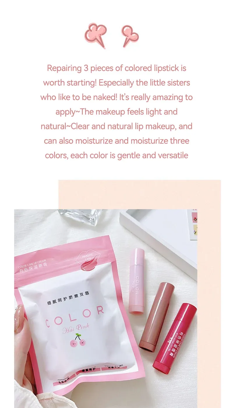 HAIPINK 3-Piece Tinted Moisturizing Lip Balm Set - Hydrating, Fade Lip Lines, Prevent Chapping, Natural Color for Daily Use showcase 2