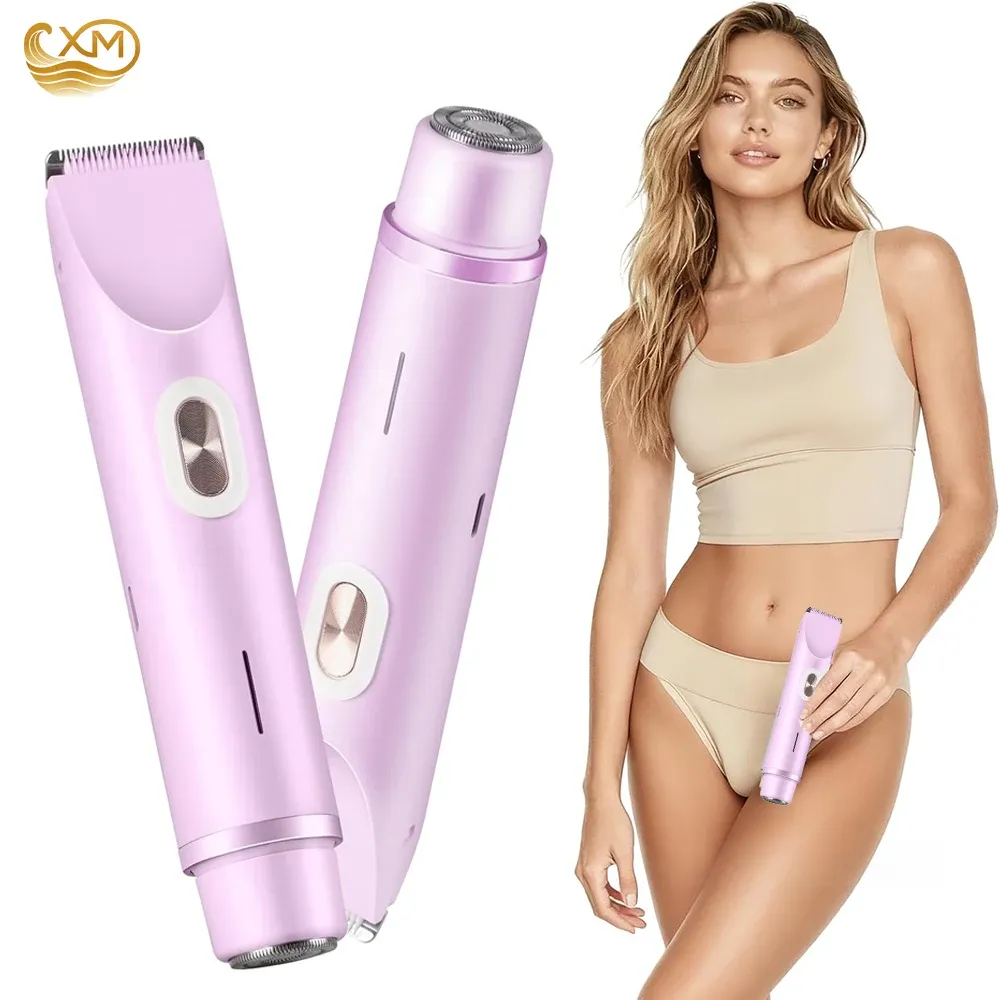 Women's Waterproof Electric Shaver & Bikini Trimmer - Dual Head, Painless Body Hair Removal for Legs, Underarms, Face - 3/6mm Comb Guide, USB Rechargeable