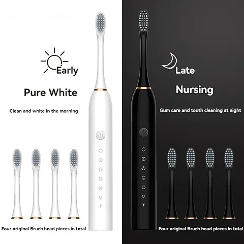 Electric Ultrasonic Toothbrush with 6 Speed Modes, USB Charging, Waterproof Design - Ideal for Adults & Couples