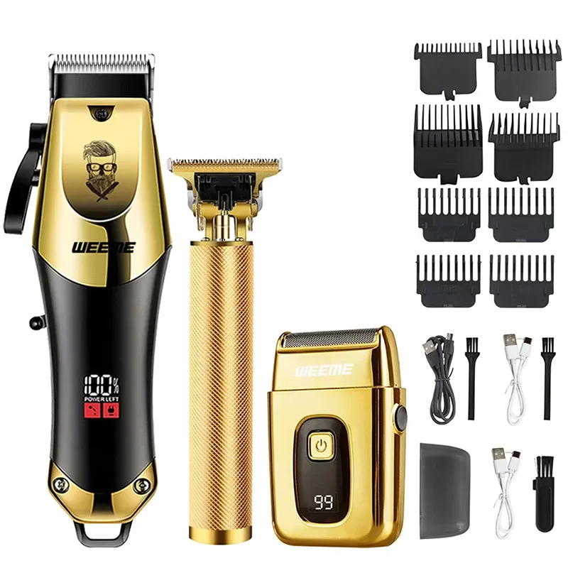 T9 Vintage Men's Electric Hair Clipper & Beard Trimmer Set - Rechargeable Cordless Hair Cutting Machine with Nose Trimmer Kit, Professional Grooming Tool for Men & Boyfriend Gift