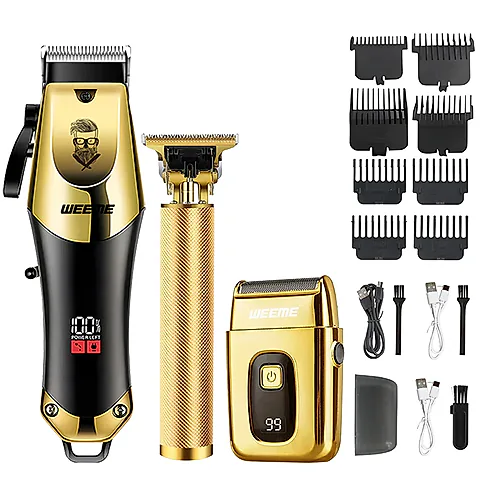 T9 Vintage Men's Electric Hair Clipper & Beard Trimmer Set - Rechargeable Cordless Hair Cutting Machine with Nose Trimmer Kit, Professional Grooming Tool for Men & Boyfriend Gift