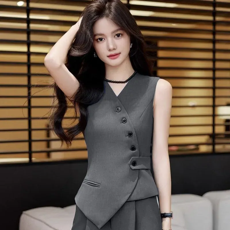 Elegant Women's Polyester Suit Vest - Sleeveless, Button Detail, Commute Style, Slim Fit for Autumn 2025 showcase 8