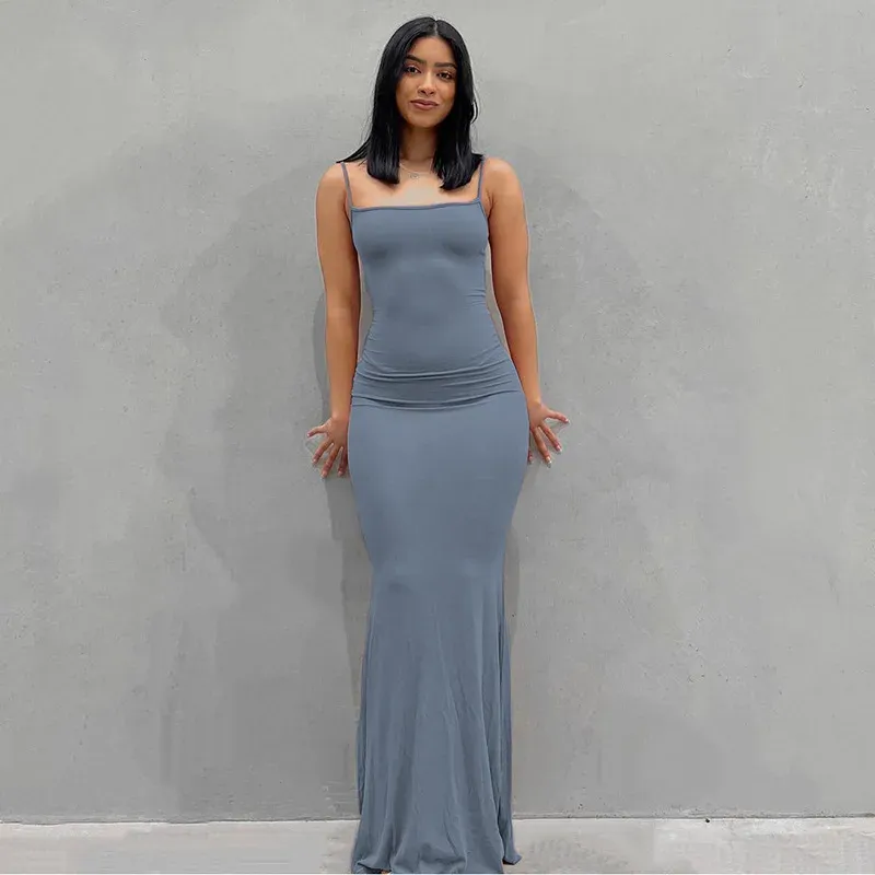 2025 New Fashion Summer Women's Solid Color Sexy Slim Camisole Dress Skirt for Evening Parties & Casual Outings showcase 9
