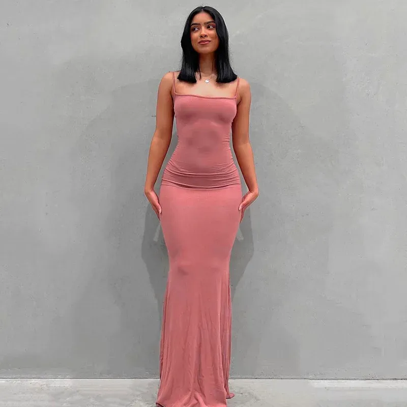 2025 New Fashion Summer Women's Solid Color Sexy Slim Camisole Dress Skirt for Evening Parties & Casual Outings showcase 11