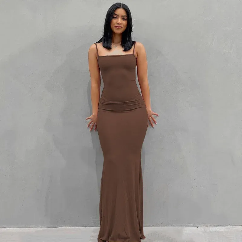 2025 New Fashion Summer Women's Solid Color Sexy Slim Camisole Dress Skirt for Evening Parties & Casual Outings showcase 4