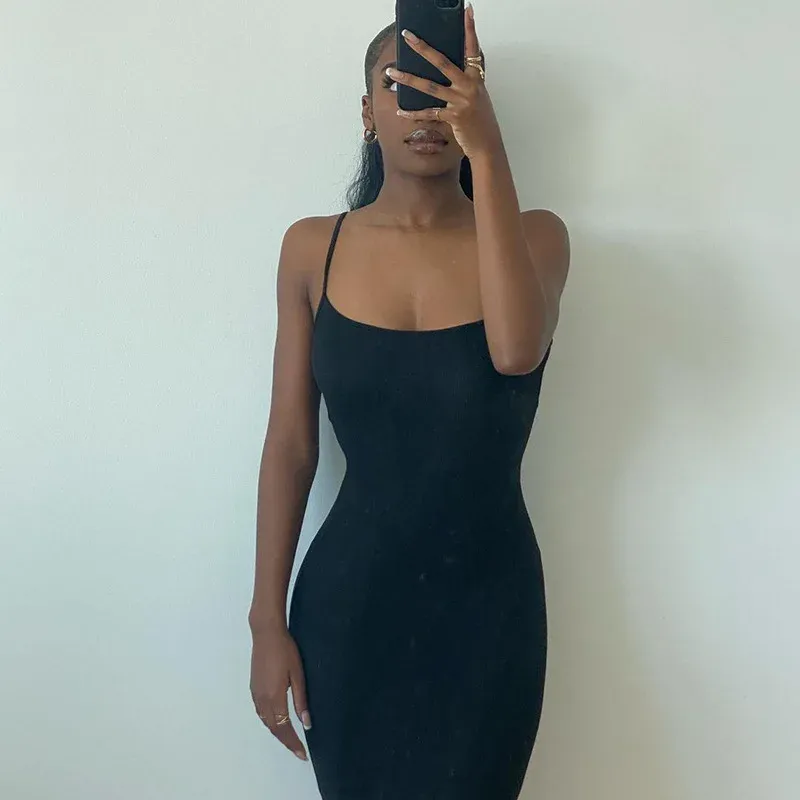 2025 New Fashion Summer Women's Solid Color Sexy Slim Camisole Dress Skirt for Evening Parties & Casual Outings showcase 13