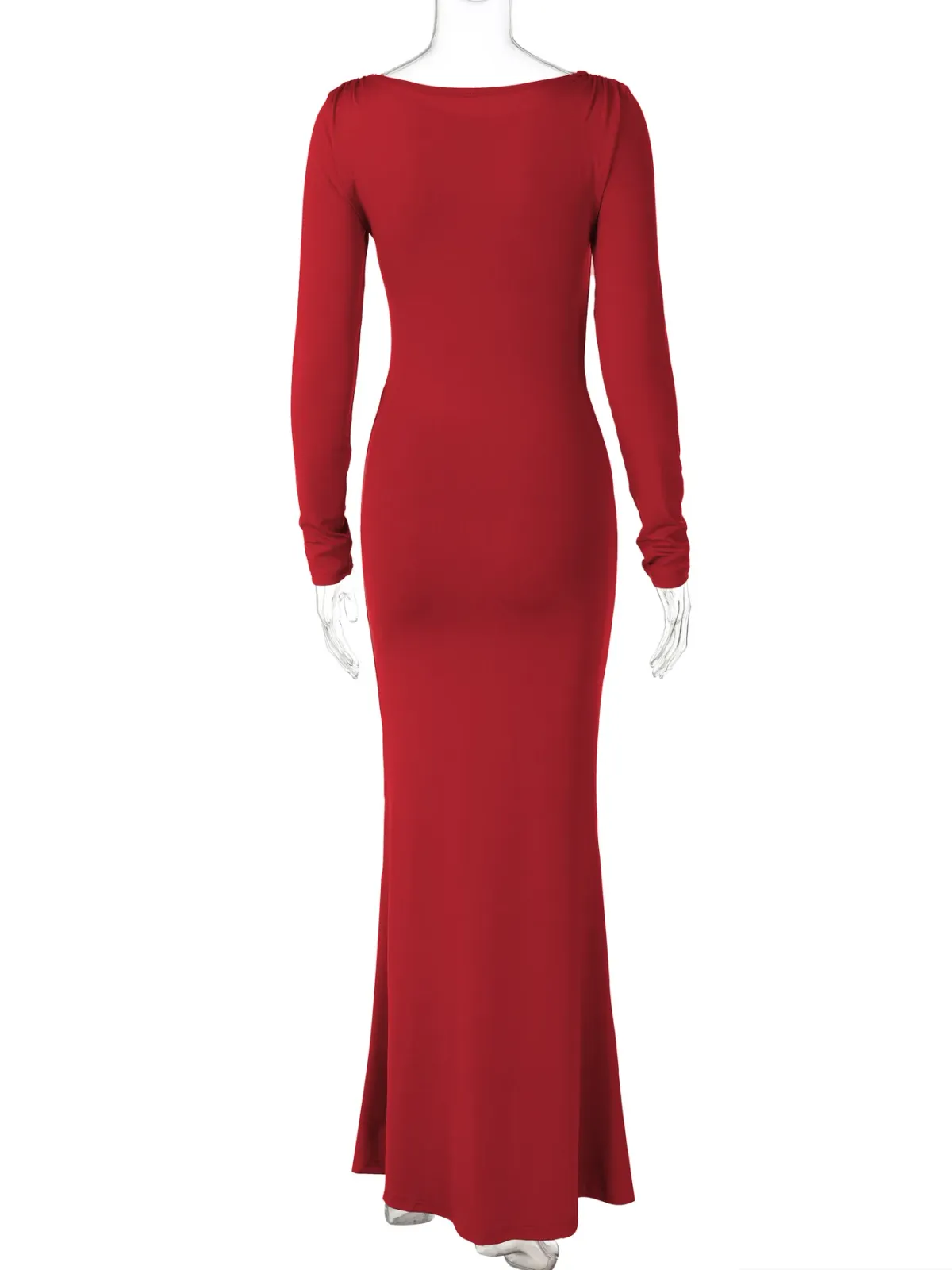Hugcitar Women's Autumn Solid Long Sleeve Draped Bodycon Maxi Dress - Sexy Y2K Fashion for Evening Party, Festival, Club Outfits showcase 14