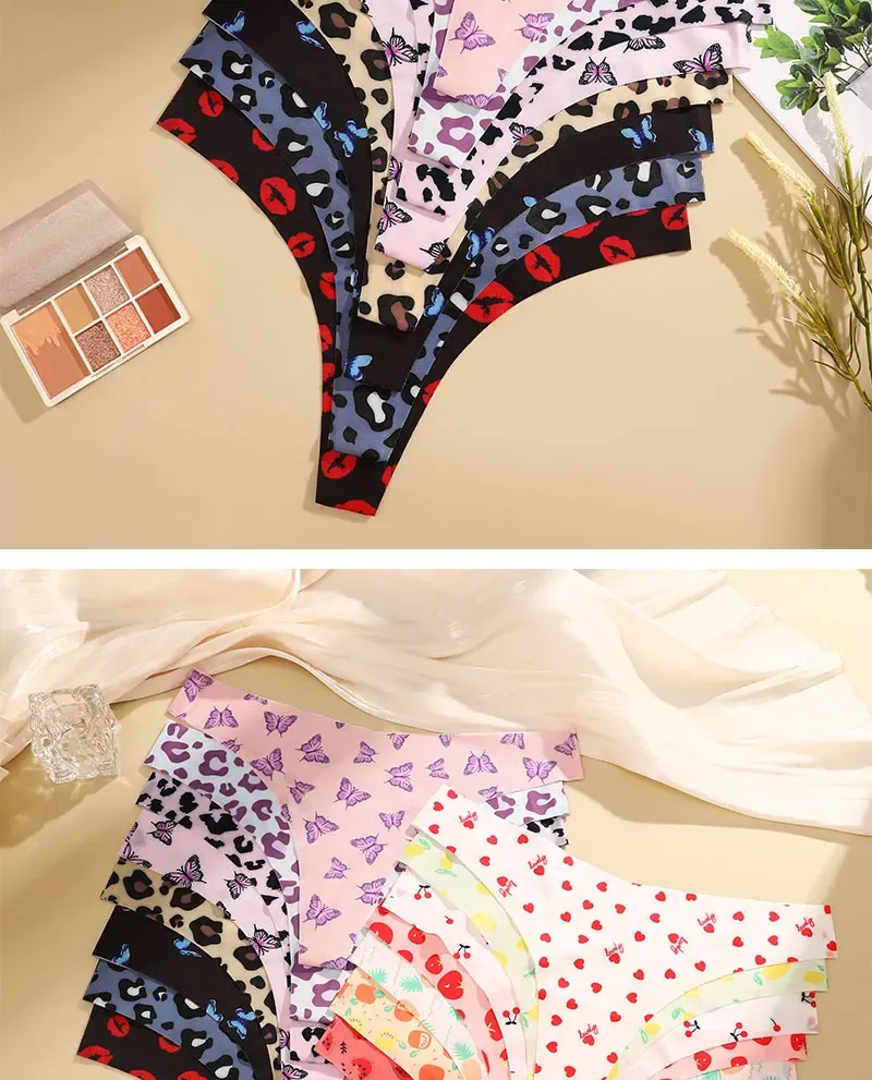3PCS Sexy G-String Thongs for Women, Colorful Bikini Style T-Back Panties, Seamless Low Waist Intimates, Comfortable Lady Underwear showcase 7