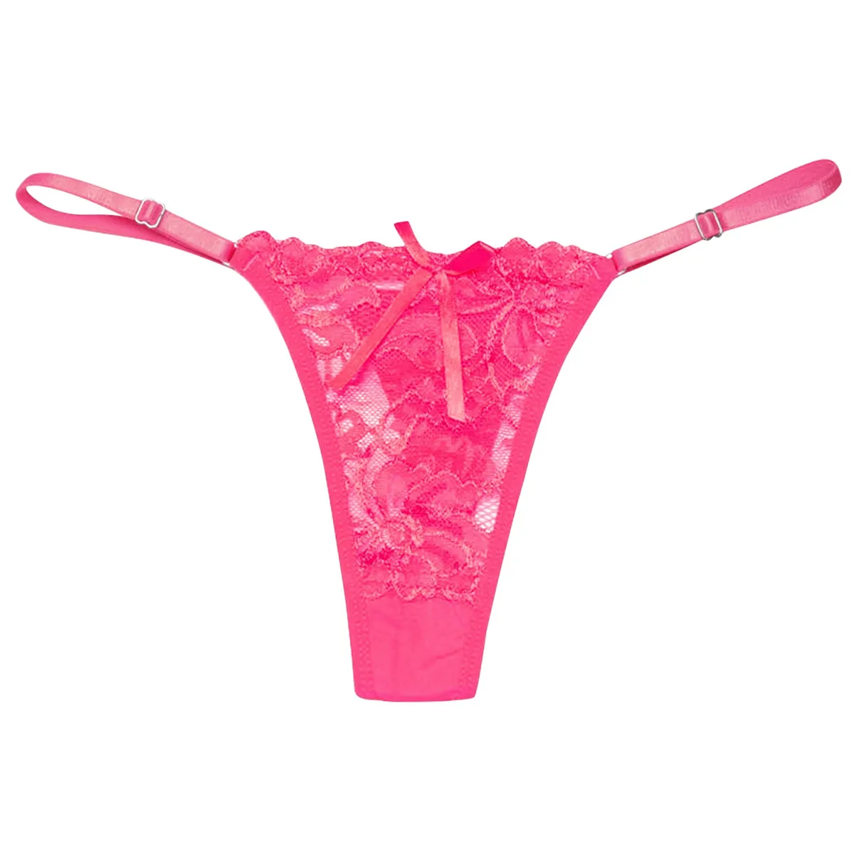 Women's Sexy Lace Thong Panties - Transparent Breathable Low Waist Briefs with Bowknot Detail, Ideal for Casual & Clubwear showcase 7