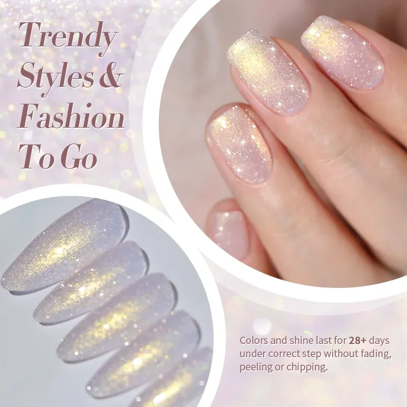 BORN PRETTY Dream Pink Aurora Glitter Gel Nail Polish - 10ml Sparking Shine, Soak-Off Semi-Permanent UV/LED Formula for Professional Manicure at Home showcase 8