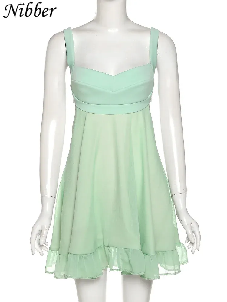 Elegant Women's Solid Color Cutout Slim Sling Dress - Sexy Backless Ruffle Design for Evening Wear showcase 8