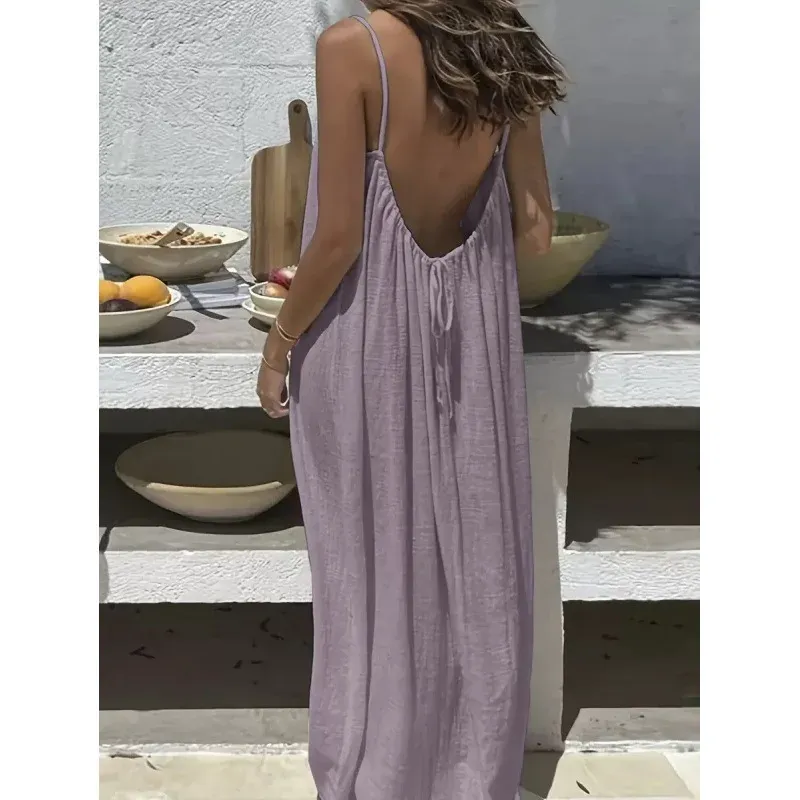 New Arrival Women's Strapless Backless Long Loose Maxi Dress - Comfortable Sleepwear & Casual Loungewear for Home showcase 12