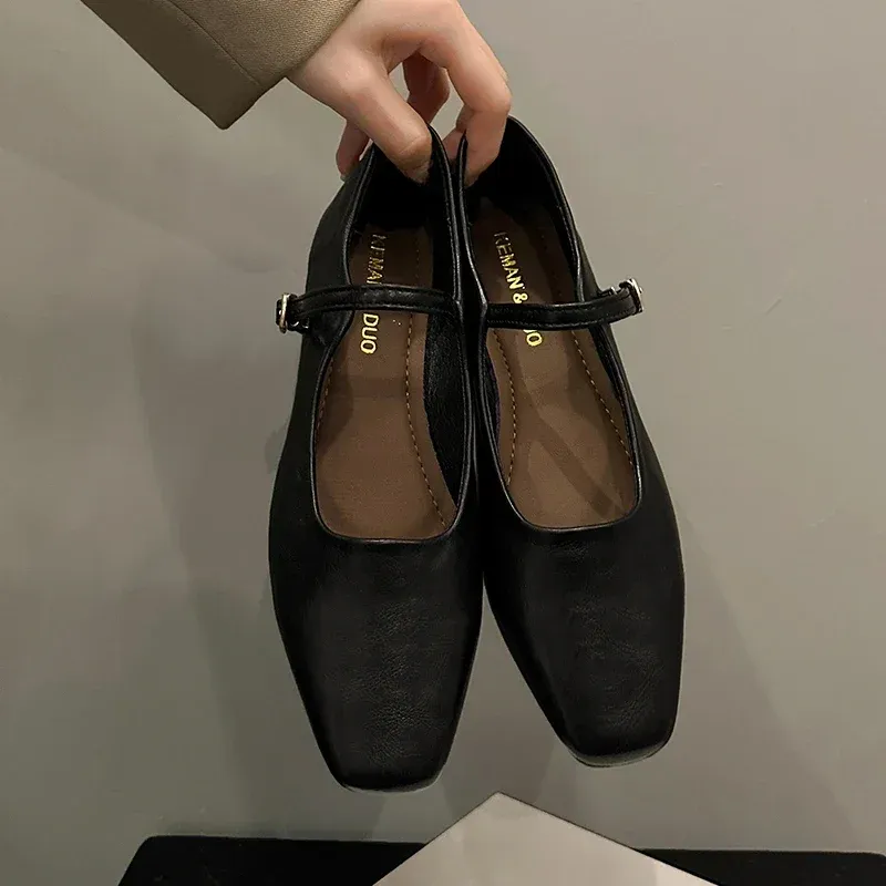 Elegant Classic Retro Square Toe Mary Jane Shoes for Women | Comfortable Soft Shallow Cut Low Heel | Stylish Vintage Fashion Footwear thumbnail 3