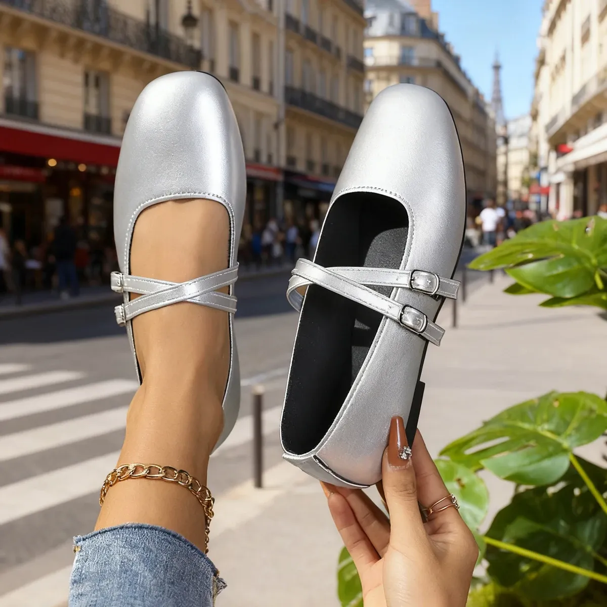 Women's Classic Retro Mary Jane Flat Shoes - Fashionable Square Toe Casual Work Shoes with Straight Buckle, Shallow Mouth Design for Everyday Comfort showcase 11