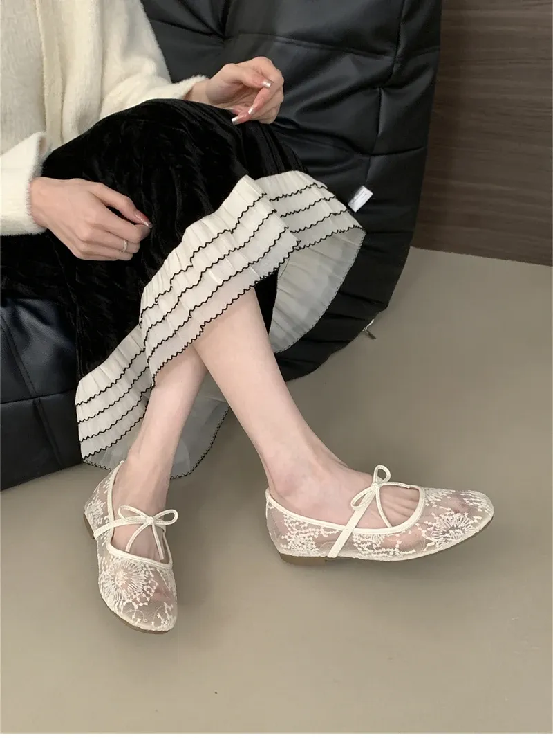 Women's Fashionable Lace Mary Jane Flats - Comfortable Slip-On Street Style Dress Shoes with Soft Sole for Everyday Wear showcase 12