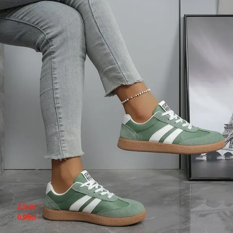 Women's Lightweight Breathable Striped Sneakers - Fashion Lace-Up Sports Shoes for Casual Wear, Plus Size Available showcase 13