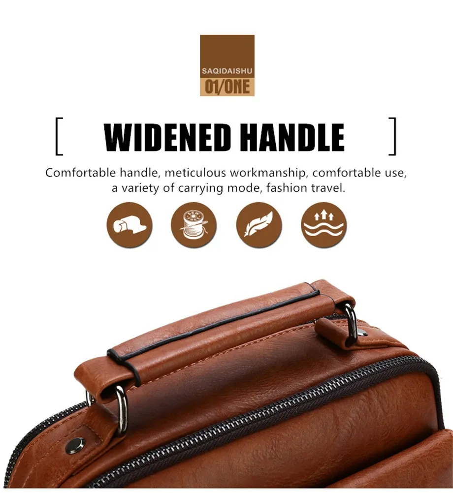 JEEP BULUO Men's Genuine Leather Crossbody Shoulder Messenger Bag - Large Size Business Casual Satchel for 9.7" iPad, Travel, Work showcase 6