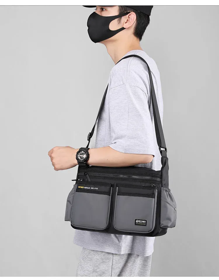 Men's Luxury Nylon Crossbody Messenger Bag - Multi-Layer Pocket Design, Large Capacity, Waterproof, Casual Fashion Shoulder Bag for Travel & Daily Use showcase 3