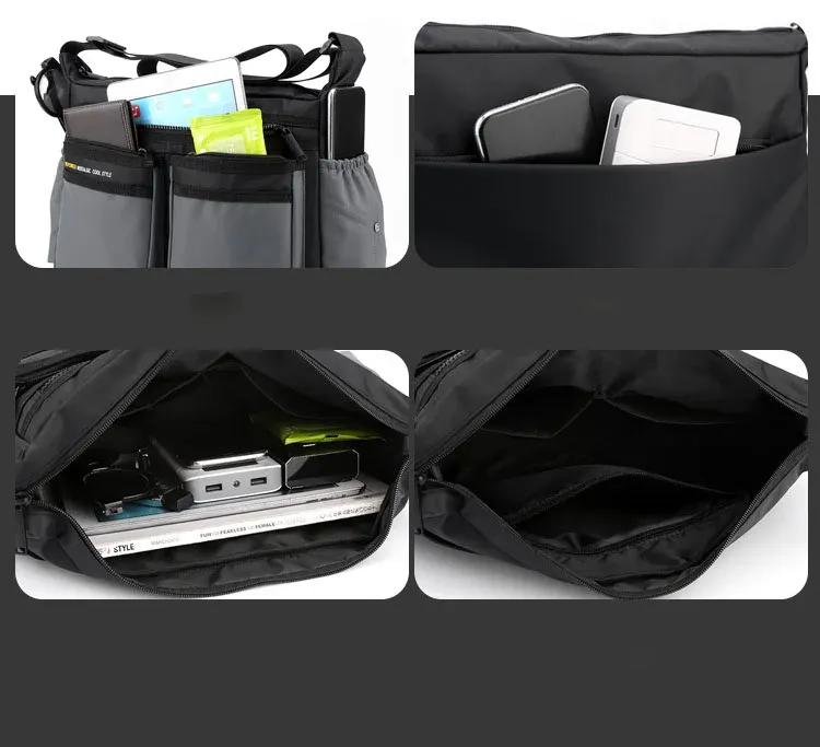 Men's Luxury Nylon Crossbody Messenger Bag - Multi-Layer Pocket Design, Large Capacity, Waterproof, Casual Fashion Shoulder Bag for Travel & Daily Use showcase 8