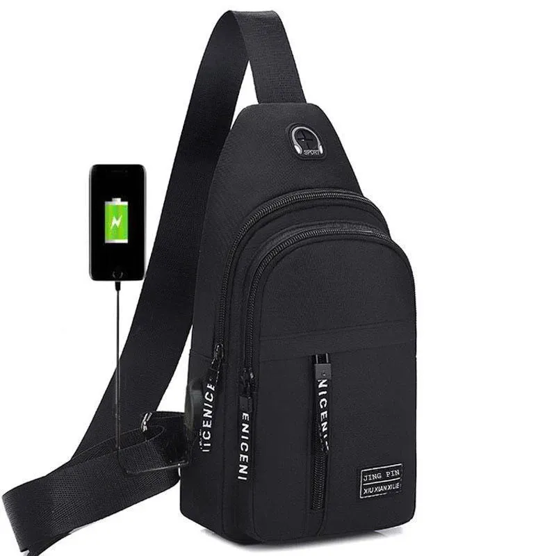 Men's Black Mini Crossbody Chest Bag - Simple Storage Small Satchel for Travel & Daily Use thumbnail 4