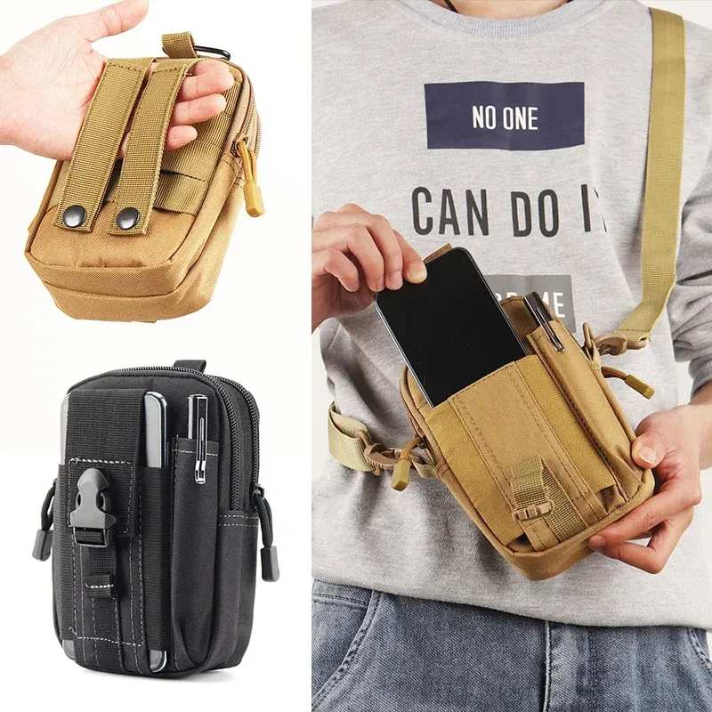 Men's Waterproof Outdoor Waist Pack Bum Bag - Durable Nylon Sport Hunting Belt Pouch for Travel, Mobile Phone, and Tools thumbnail 2