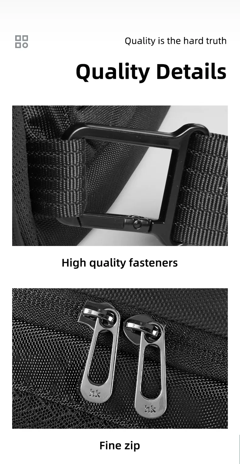 HcanKcan Men's Fashion Crossbody Bag - Waterproof USB Shoulder Sling Chest Pack for Travel & Sport, Fits 9.7" iPad showcase 17
