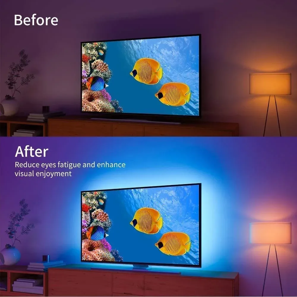 RGB LED Strip Lights for TV Backlight, 5V USB Powered 5050 SMD App Control Flexible Ribbon Tape, 30 LEDs/m for Bedroom, Living Room, Computer Decor showcase 2
