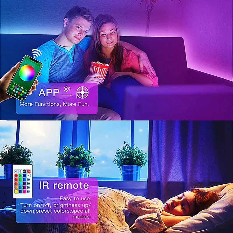 RGB LED Strip Lights for TV Backlight, 5V USB Powered 5050 SMD App Control Flexible Ribbon Tape, 30 LEDs/m for Bedroom, Living Room, Computer Decor showcase 3