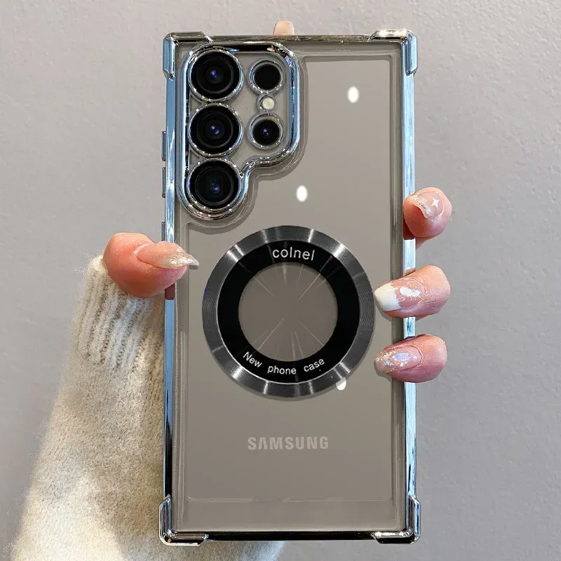 Magsafe Plating Clear Phone Case for Samsung Galaxy S26 S25 S24 S23 Ultra S22 Plus S21 FE A36 A35 A34 A55 A54 A53 - Magnetic Shockproof Protective Cover
