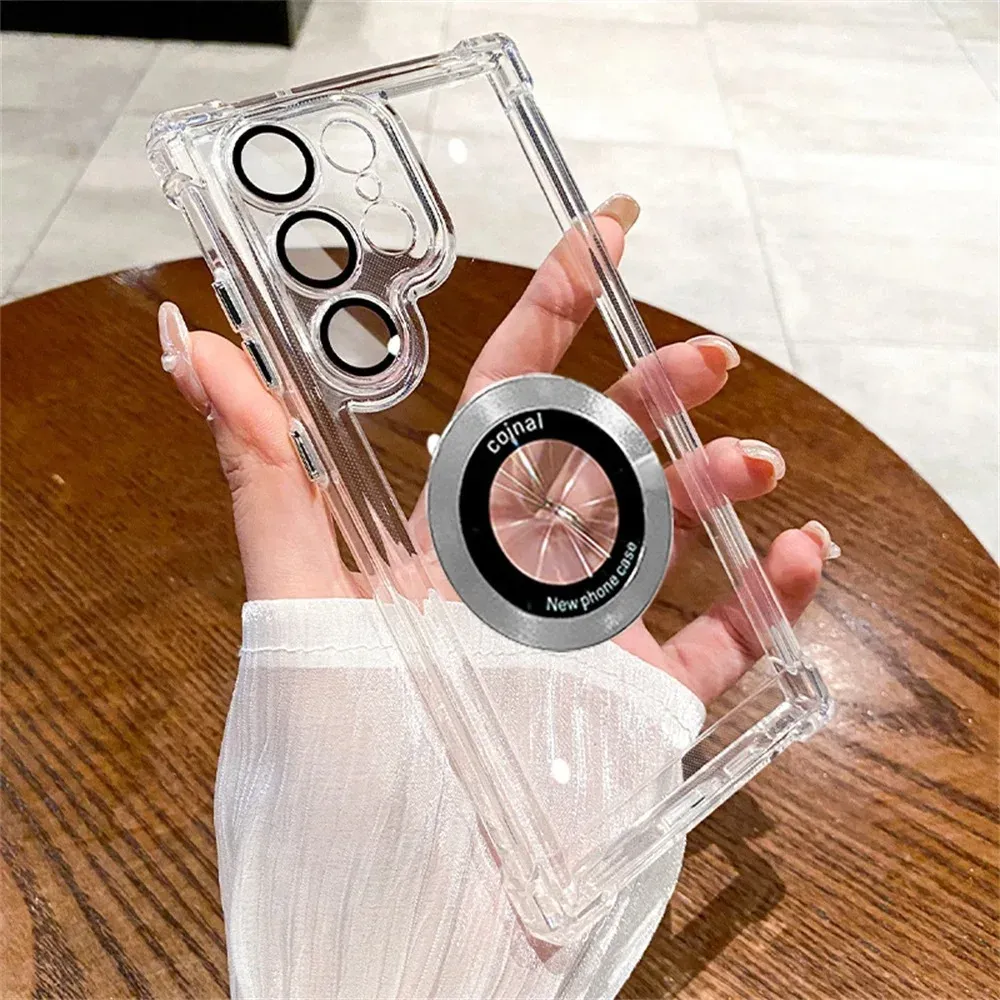 Magsafe Plating Clear Phone Case for Samsung Galaxy S26 S25 S24 S23 Ultra S22 Plus S21 FE A36 A35 A34 A55 A54 A53 - Magnetic Shockproof Protective Cover showcase 17