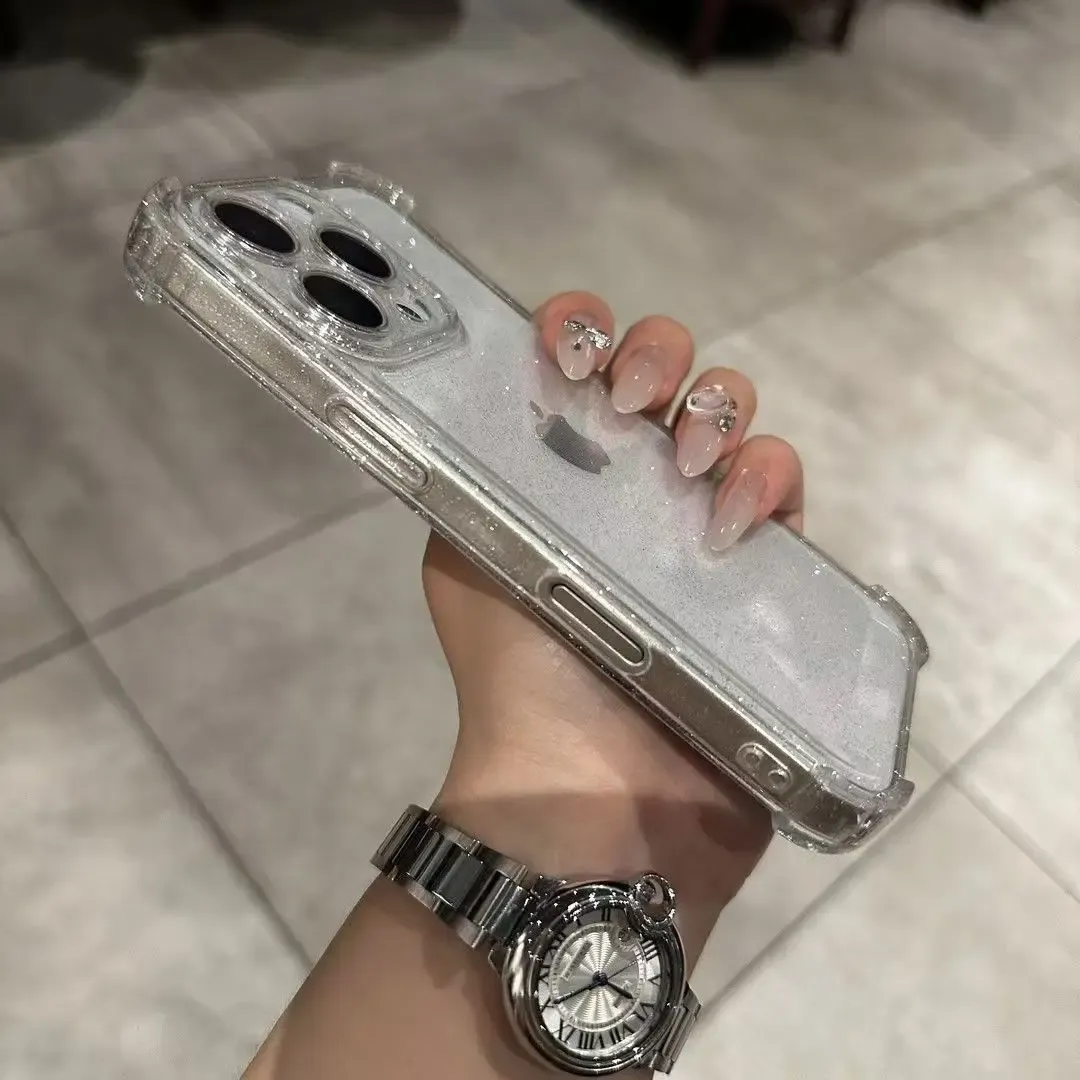 Sparkling Glitter Bling Clear Case for iPhone 17 16 15 14 13 12 11 Pro Max XS X XR Plus Air E - Soft Silicone Transparent Bumper Cover for Stylish Protection showcase 3