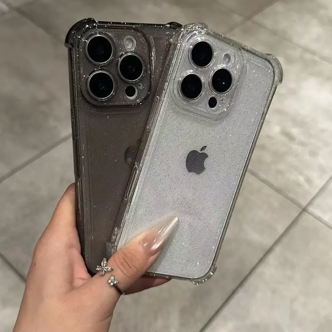 Sparkling Glitter Bling Clear Case for iPhone 17 16 15 14 13 12 11 Pro Max XS X XR Plus Air E - Soft Silicone Transparent Bumper Cover for Stylish Protection showcase 2