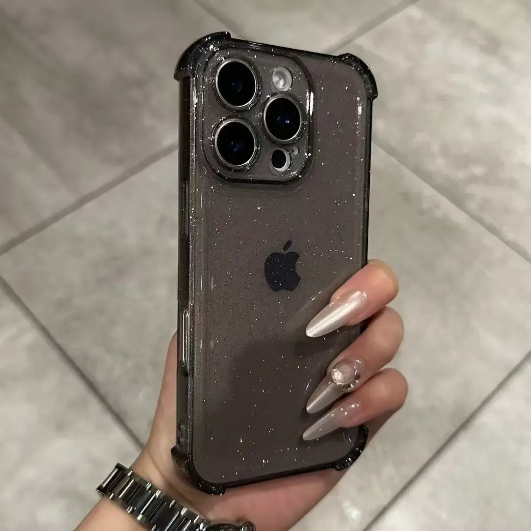 Sparkling Glitter Bling Clear Case for iPhone 17 16 15 14 13 12 11 Pro Max XS X XR Plus Air E - Soft Silicone Transparent Bumper Cover for Stylish Protection showcase 5