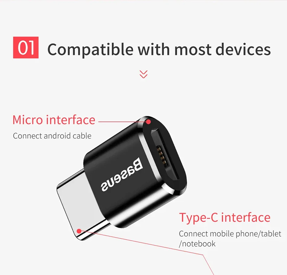 Baseus USB-C OTG Adapter for MacBook & Samsung S20 - USB Male to Type-C Female Converter for Phone & Tablet Data Transfer showcase 2