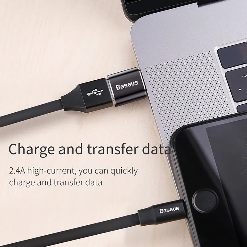 Baseus USB-C OTG Adapter for MacBook & Samsung S20 - USB Male to Type-C Female Converter for Phone & Tablet Data Transfer thumbnail 6