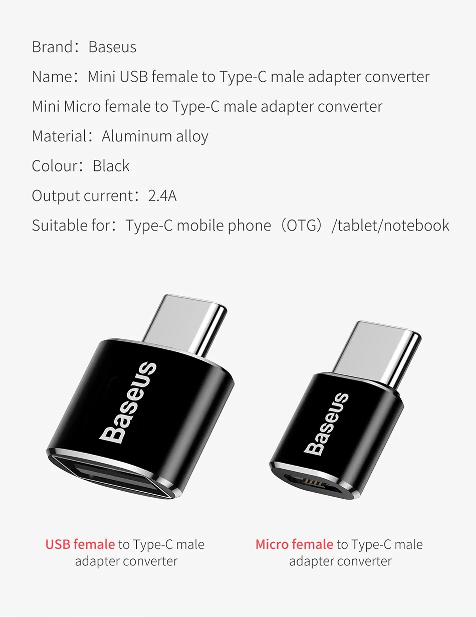 Baseus USB-C OTG Adapter for MacBook & Samsung S20 - USB Male to Type-C Female Converter for Phone & Tablet Data Transfer showcase 15
