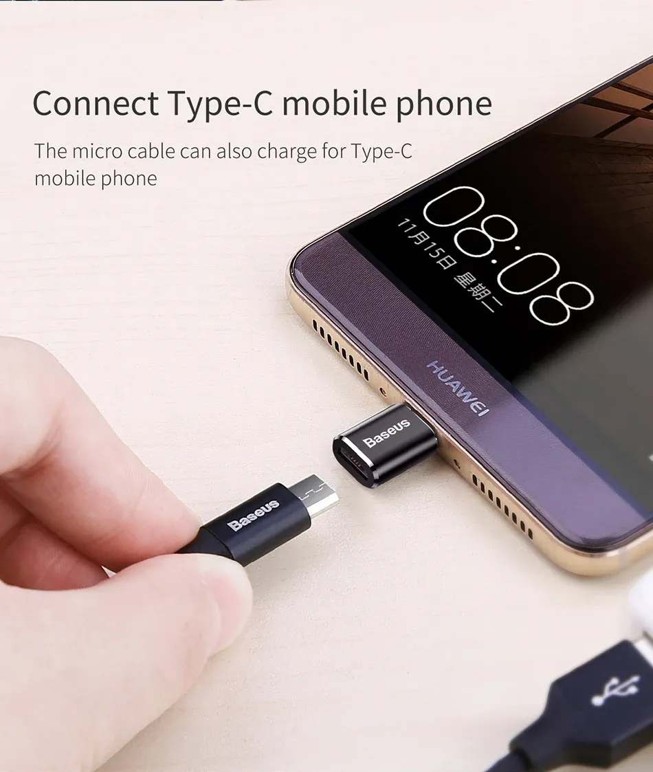 Baseus USB-C OTG Adapter for MacBook & Samsung S20 - USB Male to Type-C Female Converter for Phone & Tablet Data Transfer showcase 9
