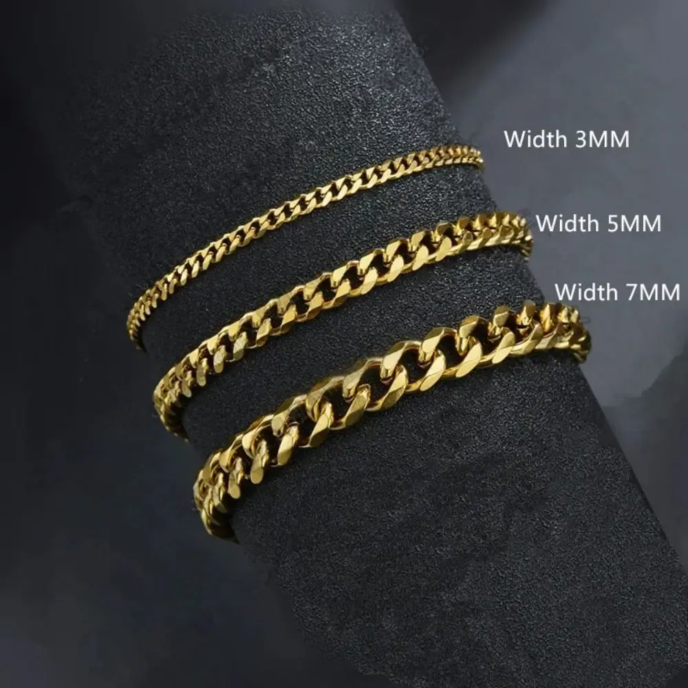 Wannee Trendy Cuban Chain Bracelet for Men & Women, Classic Stainless Steel 3-7mm Width, Ideal for Parties & Gifts showcase 5